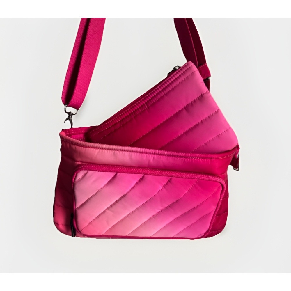 Think Royln Women's Crossbody Pink Fushia Ombre Bank Street XL Black Hardware